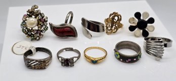 Lot Of 10 Vintage Costume Rings