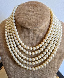 Carolee Designer Multi-strand Pearl Beaded Choker With Gold Findings