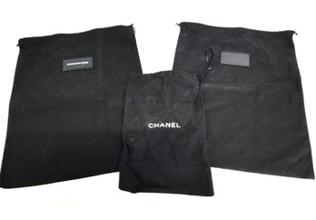 Set Of Three Black Dust Bags By Alexander Wang & Chanel