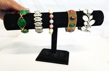 Lot Of 5 Vintage Statement Fashion Bracelets  (lot 11)