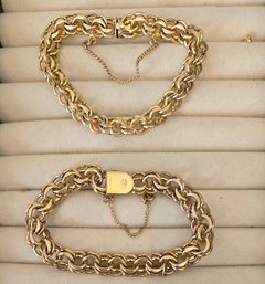 2 - 12 Karat Gold Filled Large Link Chain Bracelets