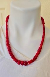 Mine Finds By Jay King Faceted Coral Riviere Beaded Necklace With Silver Hook Clasp