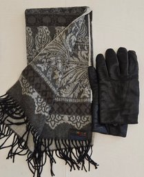 Soft Italian Leather Driving Gloves And Cashmink Scarf