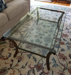 Fortunoff 2-Tier Rectangular Brass Coffee Table With Removable Glass Top