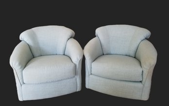 Pair Of KFI 360 Degree Swivel Barrel Chairs With Armrests