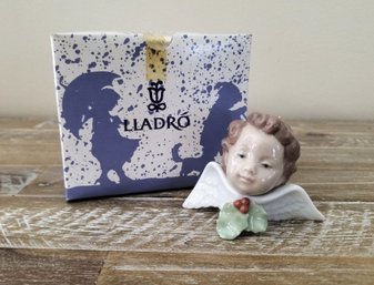 Vintage Lladro 'Seraph With Holly' Angel Cherub Tree Ornament #6394 (lot R)