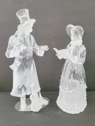 Icy Crystal Look Holiday Christmas Caroler & Musician Large Figurines