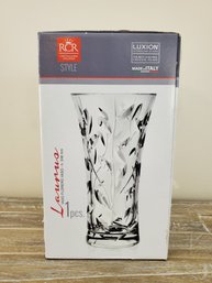 New RCR Royal Crystal Rock Laurus Ultra Clear Lead Free Vase 10 Made In Italy