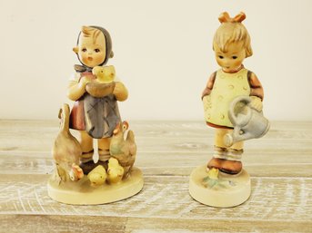 Two Vintage MJ Hummel Figurines - Feeding Time & Little Gardner