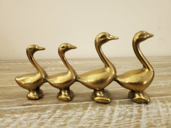 Cute Vintage Solid Brass Marching Goose Duck Figurine