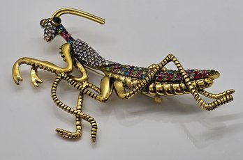 Incredible Multi-color Praying Mantis Brooch