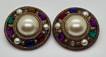 Stunning Vintage Multi-Color Clip-on Earrings