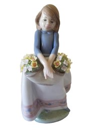 Vintage Lladro 5467 'May Flowers' Porcelain Girl Figurine Hand Made In Spain 1987