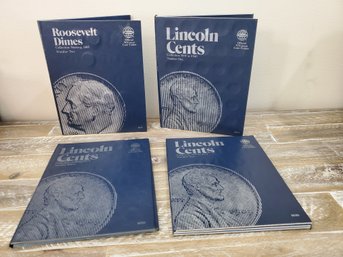 Four Vintage Whitman Coin Folders - Lincoln Cents & Roosevelt Dimes