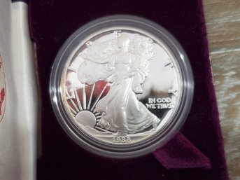 1988 United States American Eagle One Ounce Proof Silver Bullion Coin W/ COA In Presentation Box