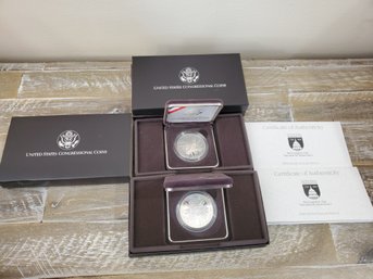 Two 1989 United States Congressional Silver Proof Dollar Coins With COA's