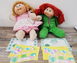 Vintage Cabbage Patch Kids Dorcas Charleen & Jelena Zena With Birth Certificates, Adoption Papers