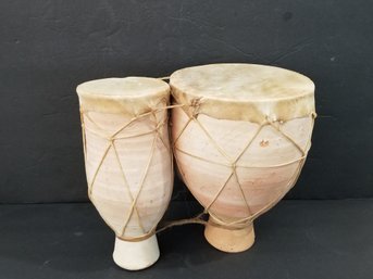 Vintage Rustic Southwester Terracotta Double Bongo Drums