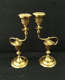 Vintage Brass Ornate Asymmetrical  11' Candlestick Holders