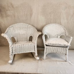 Two Wicker Doll Or Children Chairs