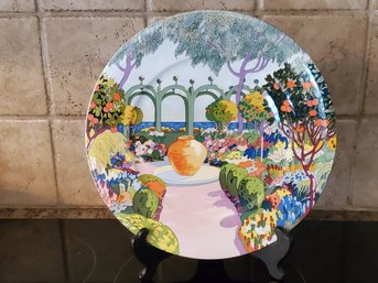 Colorful 12' Villeroy & Boch Porcelain Plate - Jardins Francais By R. Charmaison No 2