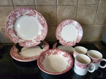 SPODE Delemere Cranberry Transferware Dinnerware