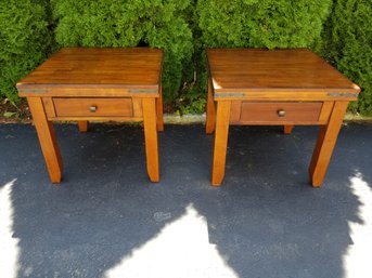 Beautiful Side Table End Tables With Metal Band Corners