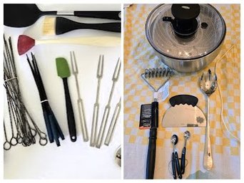 Assorted Kitchen Utensils And Salad Spinner