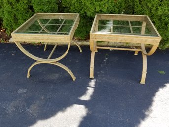 Vintage Side Tables Metal & Glass