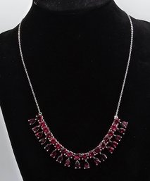 Rhodolite Garnet Necklace In Platinum Over Sterling