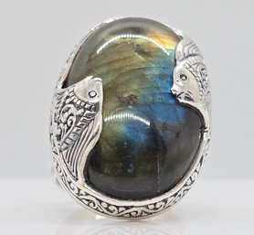 Bali, Labradorite Fish Ring In Sterling