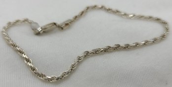 7' Sterling Silver Italian Rope Bracelet ~3.61 Grams