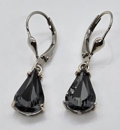 Swarovski Silver Night Crystal Lever Back Earrings In Platinum Over Sterling