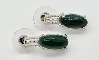 African Malachite Stud Earrings In Sterling