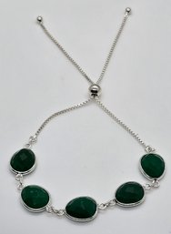 Green Onyx Bolo Bracelet In Sterling