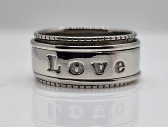 Size 7 Love Sterling Silver Spinner Ring