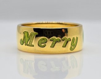 Glow In The Dark Band Ring In 14k Yellow Gold Over Sterling