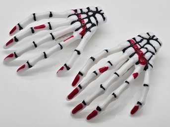 2 Bloody Skeleton Hand Hair Clips