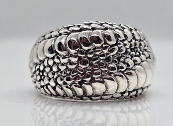 Bali, Dragon Skin Pattern Ring In Sterling Silver