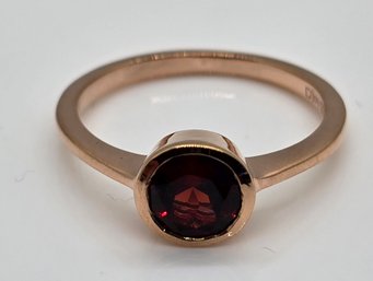 Red Garnet Ring In Rose Gold Over Sterling