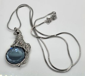 Multicolor Crystal In Glass Pendant Necklace In Silvertone