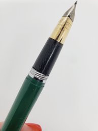 Vintage Schaeffer Snorkel Fountain Pen With 14K Yellow Gold Nib & Green Barrel