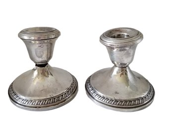 Vintage Crown Weighted Sterling Silver Candlestick Holders