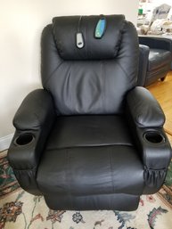 Black Faux Leather Power Lift Recliner Chair With Cup Holders Made By Max Furniture