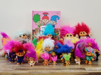 Huge Lot Of Various Sized Vintage Trolls & Look And Find Hardcover Book