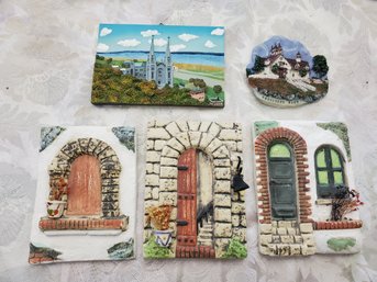 Assorted Ceramic & Resin Plaques - Tourist Travel & Village Scenes