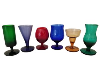 Vintage Set Of 6 Jewel Tone Cordial Glasses By Home Essentials & Beyond With Original Box