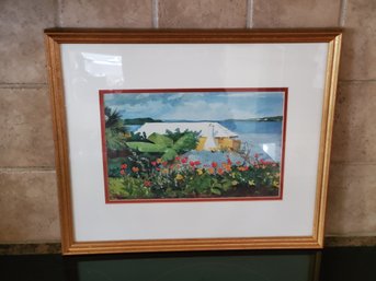 Framed & Matted Winslow Homer Flower Garden & Bungalow Bermuda Litho Print