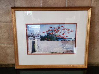 Framed & Matted Winslow Homer A Wall Nassau Bahamas Lithograph Print