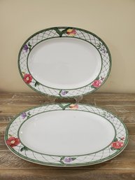 Two Oneida International Country English Manor Oval Serving Platters